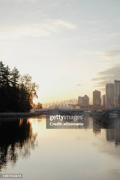 sunrise over coal harbour - coal harbor stock pictures, royalty-free photos & images