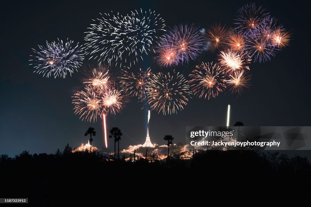 A beautiful fireworks display for celebrations Phra Nakhon Khiri.Phetchaburi