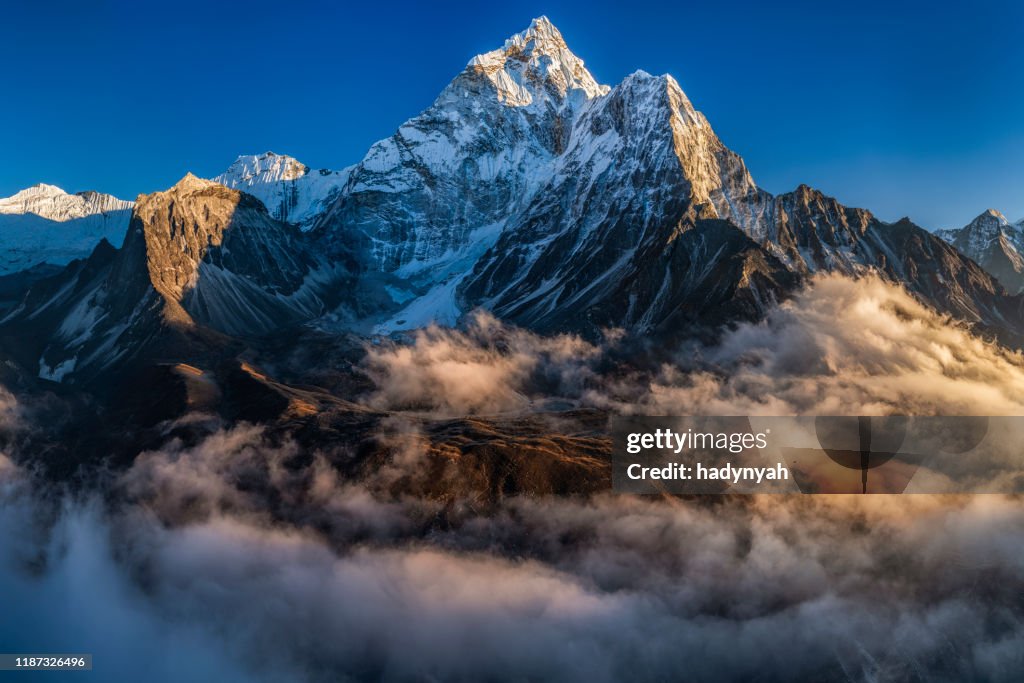 Panorama of beautiful Mount Ama Dablam in Himalayas, Nepal