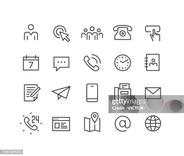 contact icon set - classic line series - at symbol stock illustrations