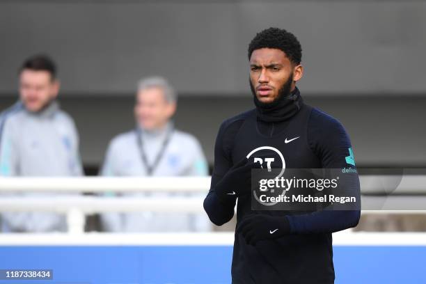 Joe Gomez trains during and England Media Access Day at St Georges Park on November 13, 2019 in Burton-upon-Trent, England.