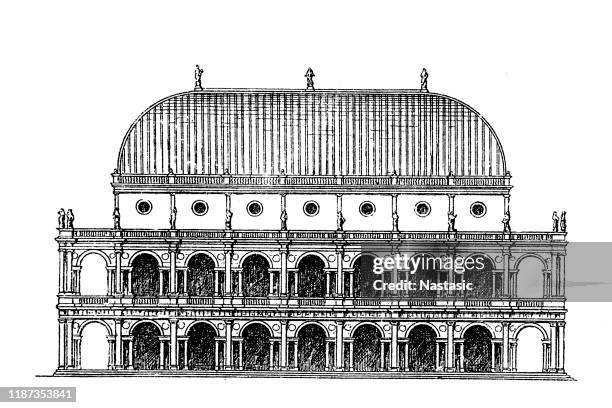 basilica palladiana, vicenza, italy, built 1549-1614 - vicenza stock illustrations