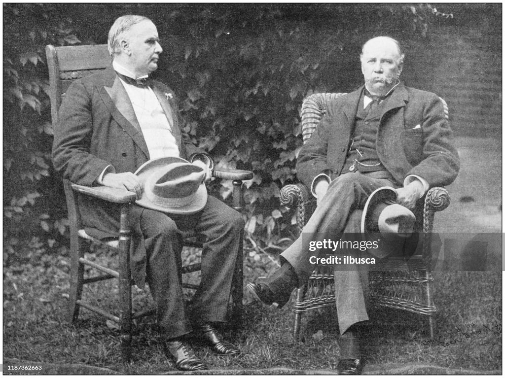 Antique photo: William McKinley (President of USA) and Garret Hobart (Vice president)