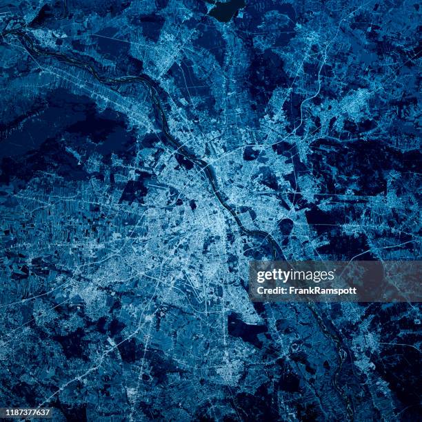 varsovie pologne 3d render map blue top view sep 2019 - warsaw map photos et images de collection