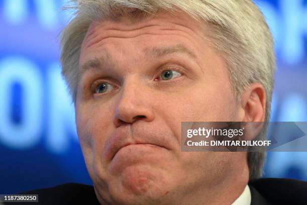 Russian Sports Minister Pavel Kolobkov holds a press conference in Moscow on December 9, 2019. - Russia will miss next year's Tokyo Olympics and the...