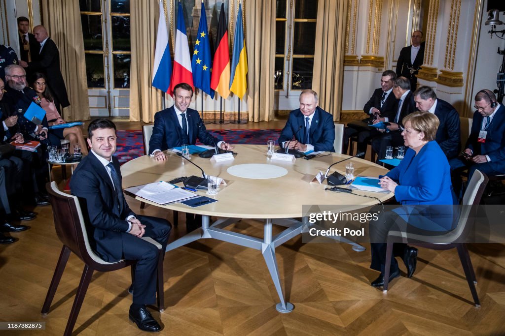 French President Emmanuel Macron Hosts The "Normandy Format" Summit At Elysee Palace In Paris