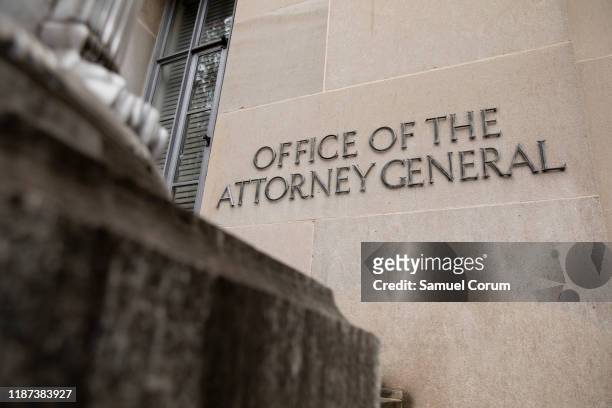 The office of the Attorney General at the Justice Department building on a foggy morning on December 9, 2019 in Washington, DC. It is expected that...