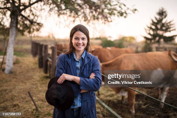 dagligt jobb på cattle ranch - happy cow bildbanksfoton och bilder