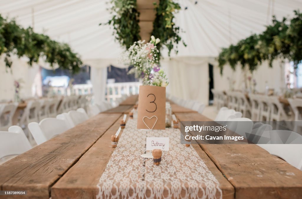 Place number for wedding table decoration