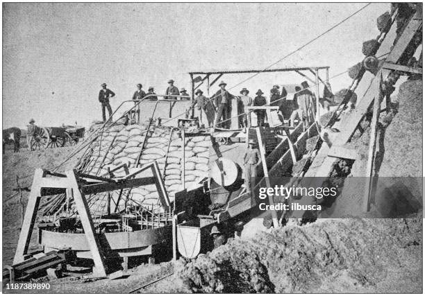 antique photo: kimberley diamond mines, south africa - diamond mine south africa stock illustrations