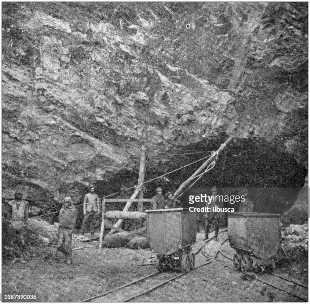 antique photo: gold mining industry in south africa - transvaal province stock illustrations