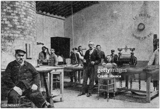 antique photo: workshop - archival business stock illustrations