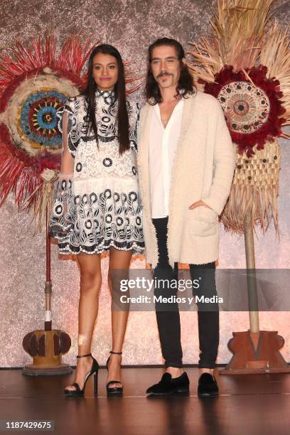 Ishbel Bautista and Óscar Jaenada pose for photos during 'Hernan' TV Series Press Conference at Four Seasons Hotel Mexico City on November 13, 2019...