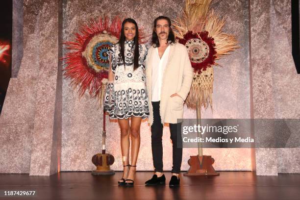 Ishbel Bautista and Óscar Jaenada pose for photos during 'Hernan' TV Series Press Conference at Four Seasons Hotel Mexico City on November 13, 2019...