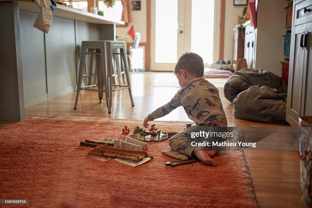 Child playing with toys