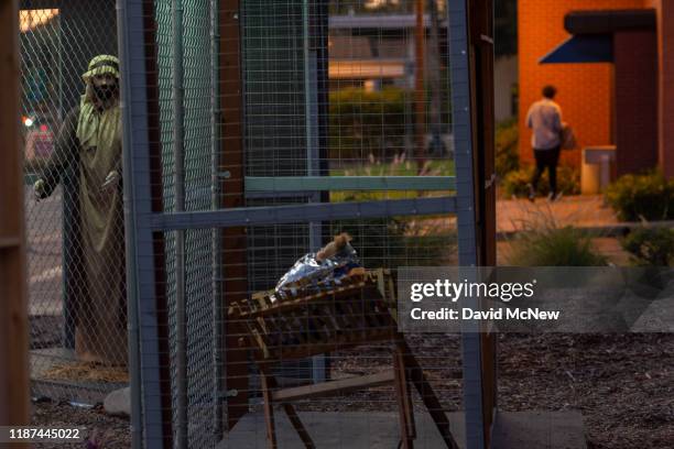 Christmas nativity scene depicts Jesus, Mary, and Joseph separated and caged, as asylum seekers detained by U.S. Immigration and Customs Enforcement,...