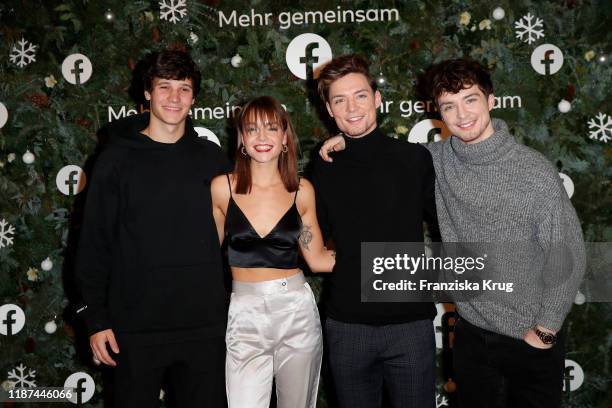 Wincent Weiss, Singer LOTTE, Roman Lochmann and Heiko Lochmann during the Facebook Christmas Concert on December 9, 2019 in Hamburg, Germany.