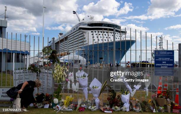 The Ovation of the Seas cruise ship that carried passengers who travelled to White Island when it erupted is seen berthed a Port of Tauranga on...