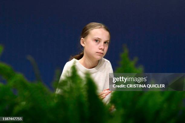 Swedish climate activist Greta Thunberg hosts a conversation with leading climate scientists during the event "Unite behind the science" within the...