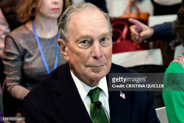 Democratic presidential hopeful Michael Bloomberg attends an event within the UN Climate Change Conference COP25 at the 'IFEMA - Feria de Madrid'...