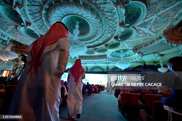 General view of the Saudi budget Forum in Riyadh on December 10, 2019. - Saudi Arabia passed its 2020 budget, projecting a widening deficit in the...