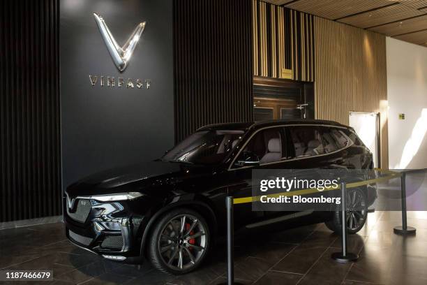 Prototype of the Vinfast Lux V8 sports utility vehicle sits on display at the automaker's factory in Haiphong, Vietnam, on Wednesday, Dec. 4, 2019....
