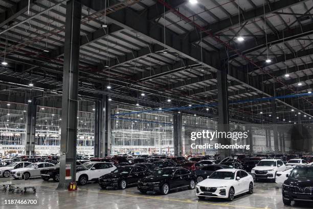 Vinfast Lux A2.0 sedans SA2.0 sports utility vehicles sit at the automaker's factory in Haiphong, Vietnam, on Wednesday, Dec. 4, 2019. Vingroup JSC...