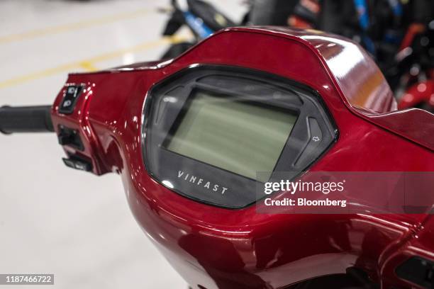 The handlebars of a Vinfast Klara electric scooter are seen at the automaker's factory in Haiphong, Vietnam, on Wednesday, Dec. 4, 2019. Vingroup JSC...