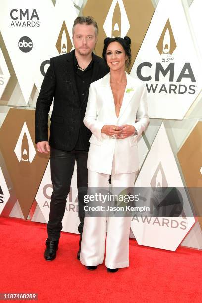 Jason Isbell and Amanda Shires attend the 53rd annual CMA Awards at the Music City Center on November 13, 2019 in Nashville, Tennessee.