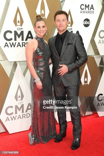 Gabi Dugal and Scotty McCreery attend the 53rd annual CMA Awards at the Music City Center on November 13, 2019 in Nashville, Tennessee.