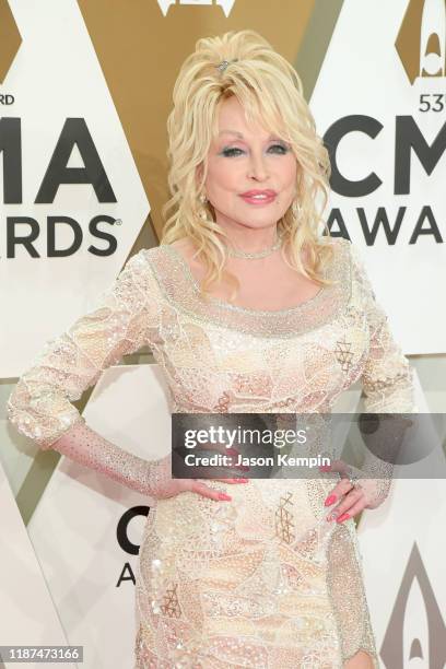 Dolly Parton attends the 53rd annual CMA Awards at the Music City Center on November 13, 2019 in Nashville, Tennessee.