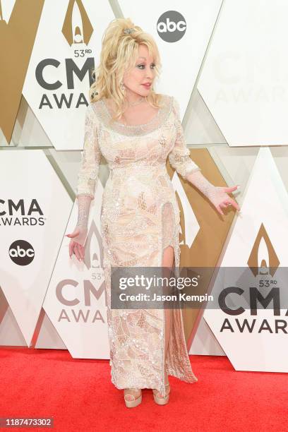 Dolly Parton attends the 53rd annual CMA Awards at the Music City Center on November 13, 2019 in Nashville, Tennessee.