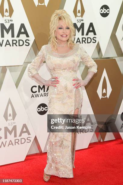 Dolly Parton attends the 53rd annual CMA Awards at the Music City Center on November 13, 2019 in Nashville, Tennessee.