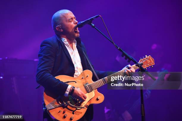 British rock shoegaze band Ride perform at Barbican Hall, London on December 9, 2010. Ride are a British rock band, consisting of Andy Bell , Mark...