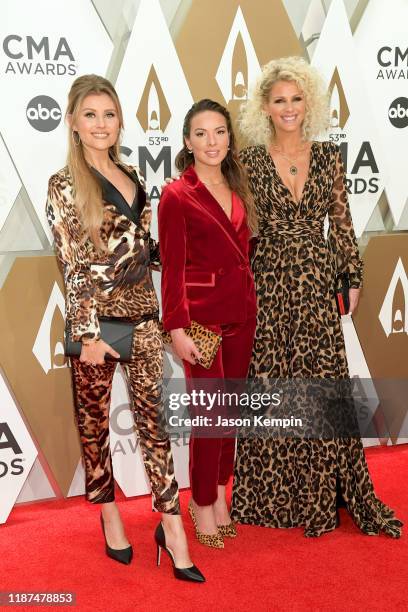 Hannah Mulholland, Naomi Cooke and Jennifer Wayne of Runaway June attend the 53rd annual CMA Awards at the Music City Center on November 13, 2019 in...