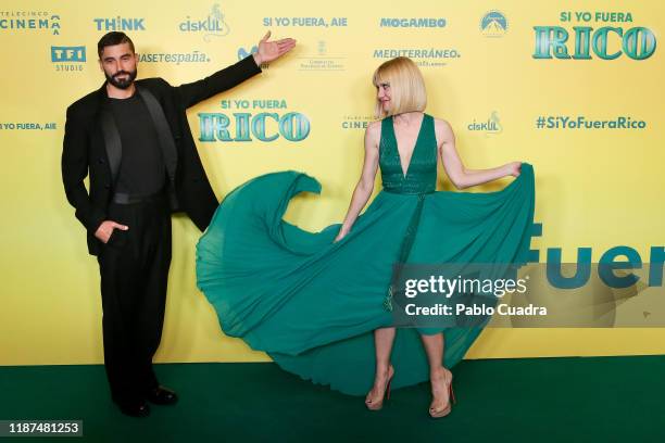 Spanish actor Alex Garcia and actress Alexandra Jimenez attend "Si Yo Fuera Rico" premiere at Capitol Cinema on November 13, 2019 in Madrid, Spain.