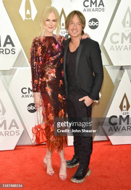Nicole Kidman and Keith Urban attend the 53rd annual CMA Awards at the Music City Center on November 13, 2019 in Nashville, Tennessee.