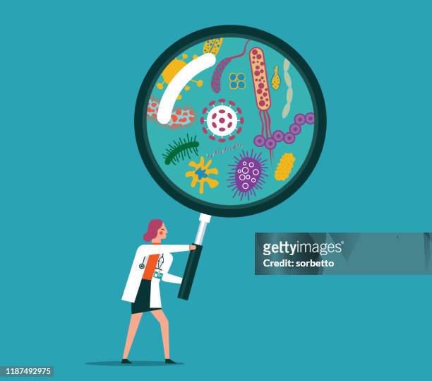 magnifying lens - viruses - infectious disease stock illustrations