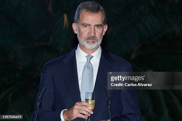 King Felipe VI of Spain attends a dinner at Palacio de los Capitanes Generales on November 13, 2019 in La Havana, Cuba. King Felipe VI of Spain and...
