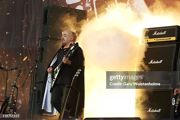 Bill Bailey wears a masks as he performs on stage during the third day of Sonisphere 2011at Knebworth House on July 10, 2011 in Stevenage, United...