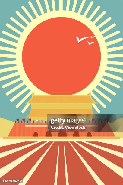the national day illustrations - tiananmen square stock illustrations
