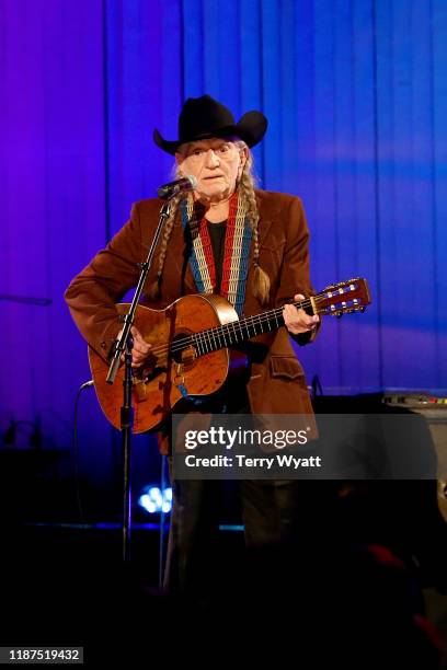 Willie Nelson performs onstage during the 53rd annual CMA Awards at the Bridgestone Arena on November 13, 2019 in Nashville, Tennessee.
