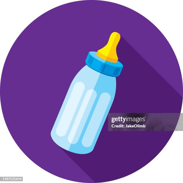 baby bottle icon flat - milk powder stock illustrations