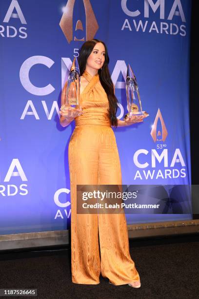 Kacey Musgraves poses in the press room of the 53rd annual CMA Awards at the Bridgestone Arena on November 13, 2019 in Nashville, Tennessee.