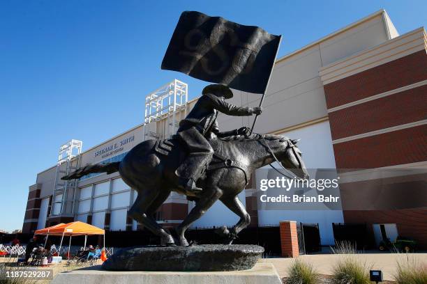 The Spirit Rider statue stands outside of the Sherman E. Smith training center as an icon of the Oklahoma State Cowboys on November 2, 2019 at Boone...