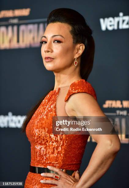 Ming-Na Wen attends the Premiere of Disney+'s "The Mandalorian" at El Capitan Theatre on November 13, 2019 in Los Angeles, California.