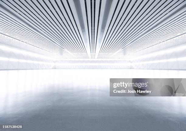 futuristic empty room, 3d rendering - silencio imagens e fotografias de stock