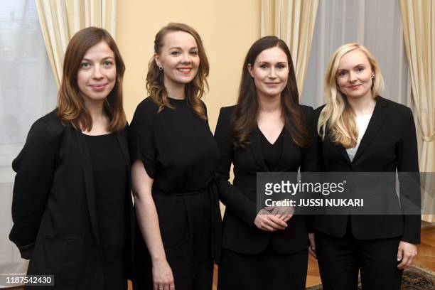The new Prime Minister of Finland Sanna Marin poses with Minister of Education Li Andersson , Minister of Finance Katri Kulmuni and Minister of...