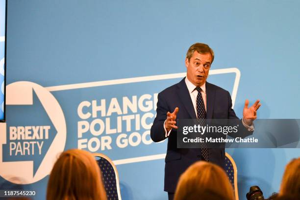 Nigel Farage at the Brexit Party press conference at The Emmanuel Centre- PHOTOGRAPH BY Matthew Chattle / Future Publishing