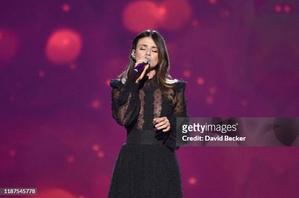 Paula Fernandes performs onstage during the Latin Recording Academy's 2019 Person of the Year gala honoring Juanes at the Premier Ballroom at MGM...